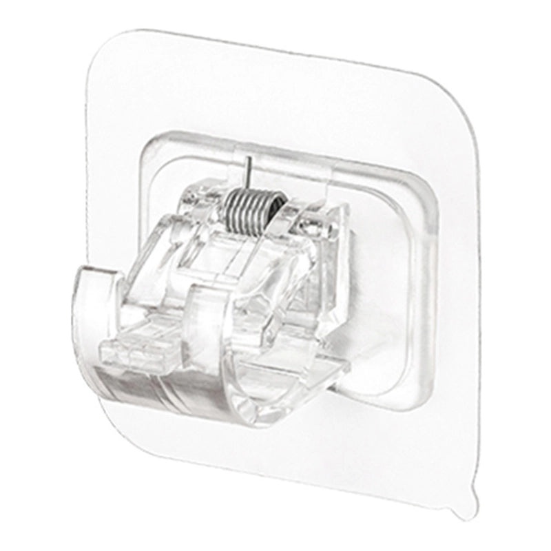 Punch-Free Adhesive Curtain Rod Hook Clip Holder for Telescopic Rods and Cross Rods|Home Decor Curtains Accessories