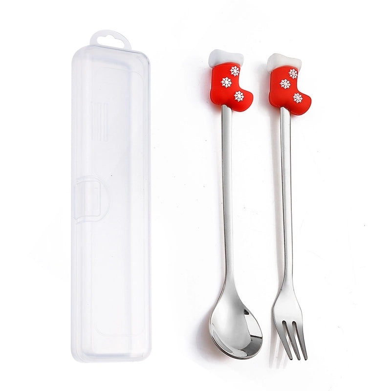 Festive Animal Santa Claus Stainless Steel Cutlery Set 2 Pieces|Kitchen & Dining Tableware