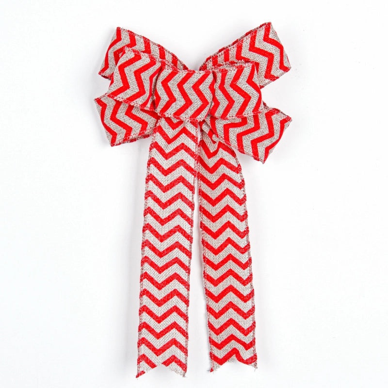 20cm Christmas Linen Bow Pendant Large Printed Bow Japanese Korean Style Holiday Decoration | Home Decor & Seasonal Decorations