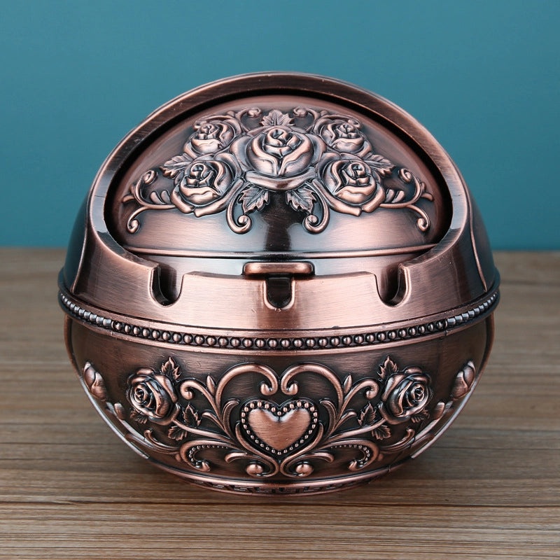 Vintage Elephant Peacock Rose Metal Ashtray Decorative Ornament|Home Decor & Accessories