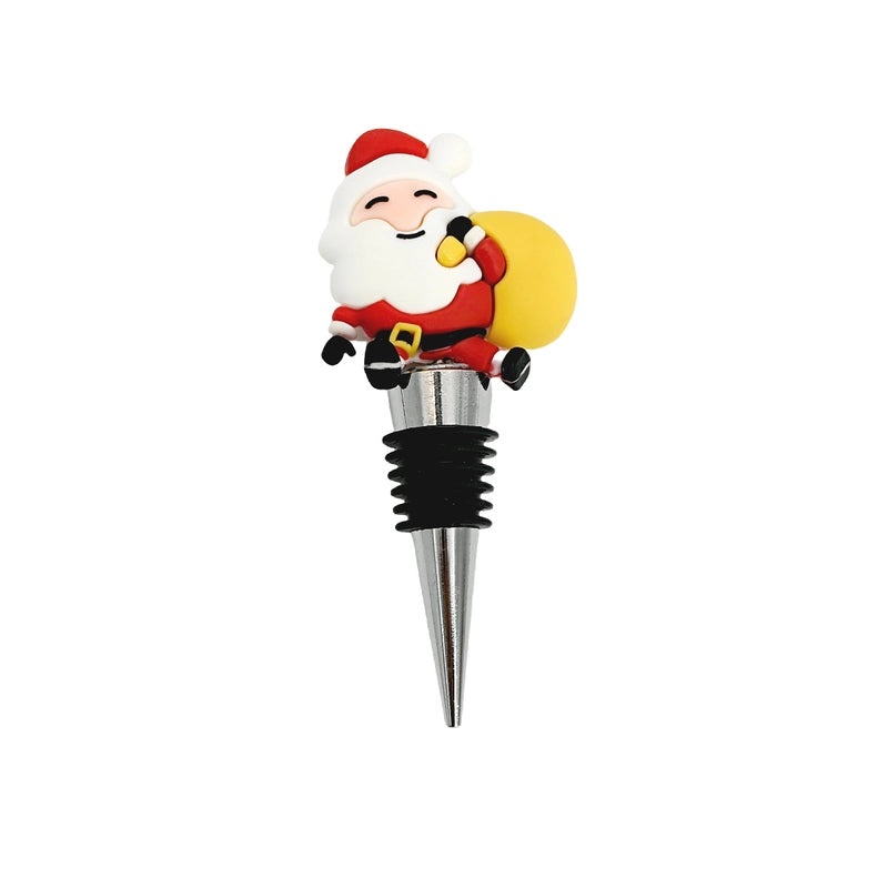 Christmas Holiday Wine Stopper with Santa Claus, Christmas Tree, and Elk Design PVC Alloy | Kitchen & Dining