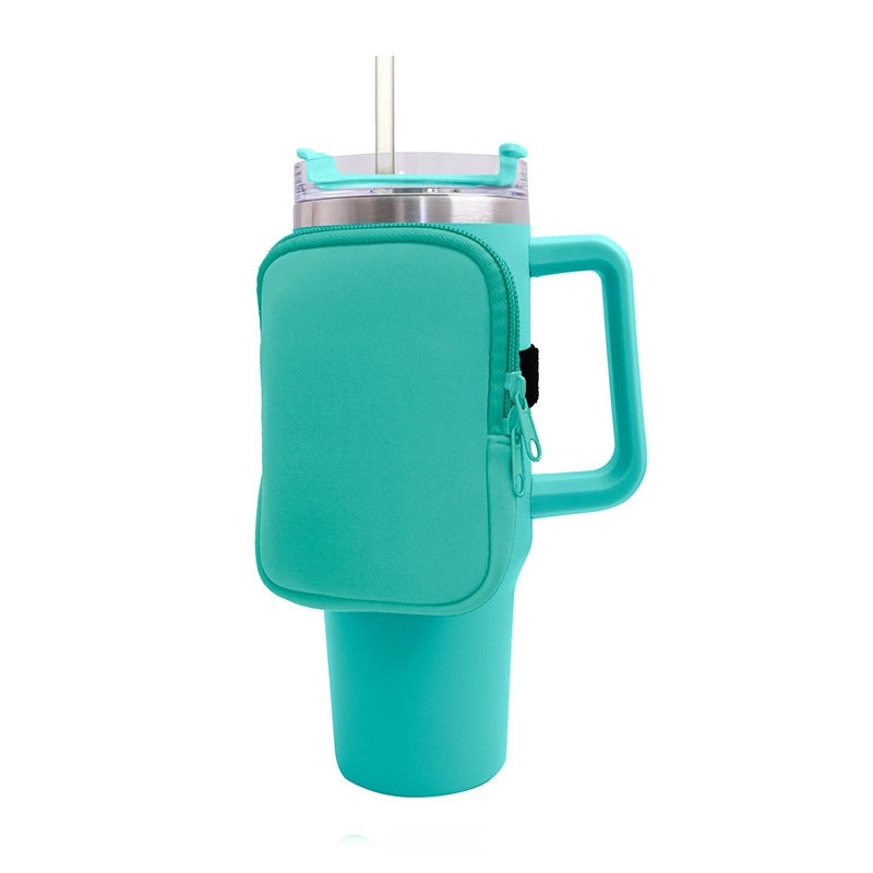 Neoprene 40oz Ice Bully Cup Cover with Coin Purse, Non-slip Elastic Thermos Protector | Drinkware Accessories