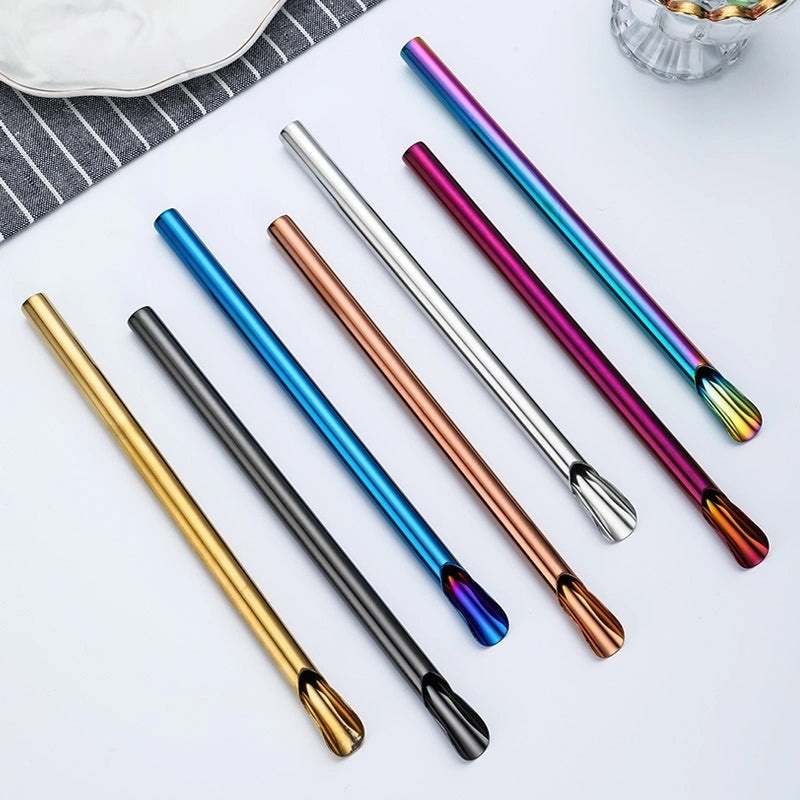 Sleek Solid Color Stainless Steel Drinking Straw - Eco-Friendly Reusable Straw for Daily Use|Kitchen & Dining Accessories