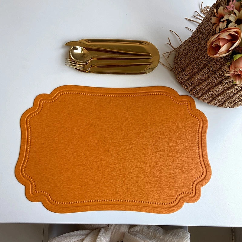 Nordic Imitation Leather Placemat | Waterproof Heat-Resistant Table Mat for Hotel and Home Dining | Dining Table Accessories|餐具配件