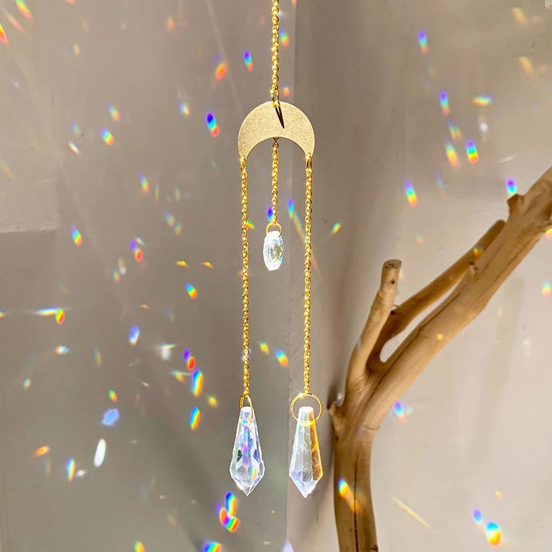 Geometric Moon Crystal Pendant Minimalist Wall Decor|Home Decor