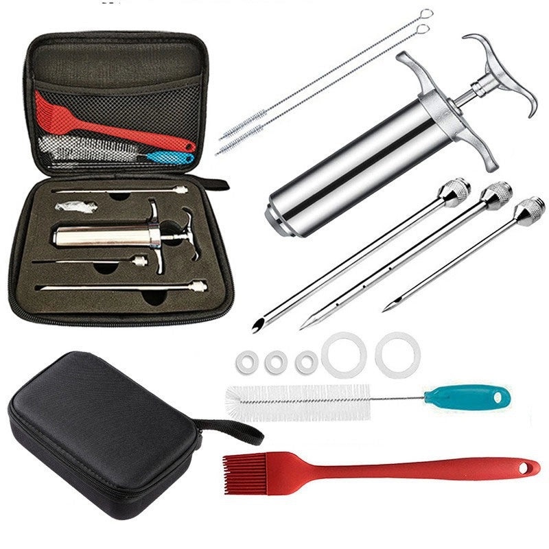 304 Stainless Steel BBQ Turkey Injector Needle Seasoning Syringe Tool Set 450g|Kitchen BBQ Tools