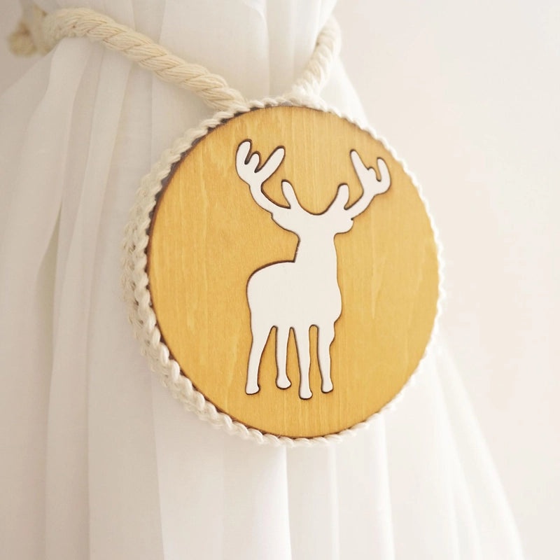 Adorable Cactus Deer Wooden Curtain Tieback | Home Decor Accessories