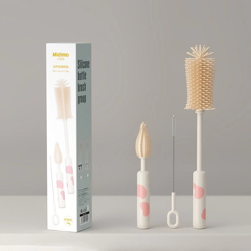 Portable Silicone Baby Bottle Brush Set with Drain Rack | Baby & Child Care Accessories