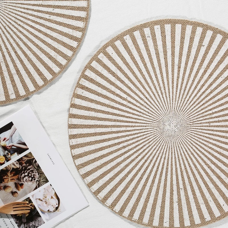 Chinoiserie Style Wooden Placemat for Vacation Dining Solid Color|Home Decor Tableware