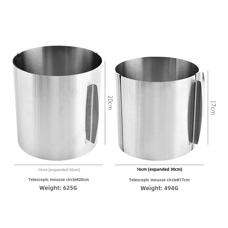 Adjustable Stainless Steel Round Retractable Cake Ring for Mousse and Tiramisu | Baking Tools & Cake Molds