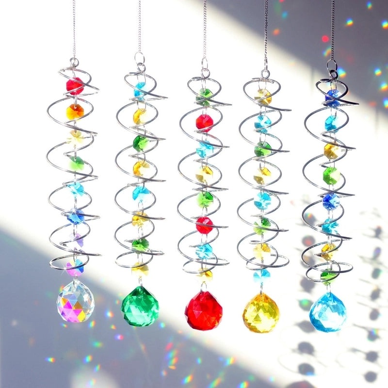 Elegant Spiral Glass Suncatcher Wind Chime for Home Decor | Outdoor & Indoor Wall Art