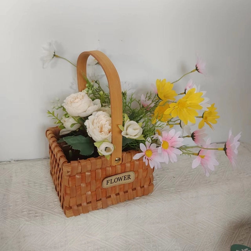 Rustic Wooden Storage Basket with Bow Knot Accent | Home Storage & Organization