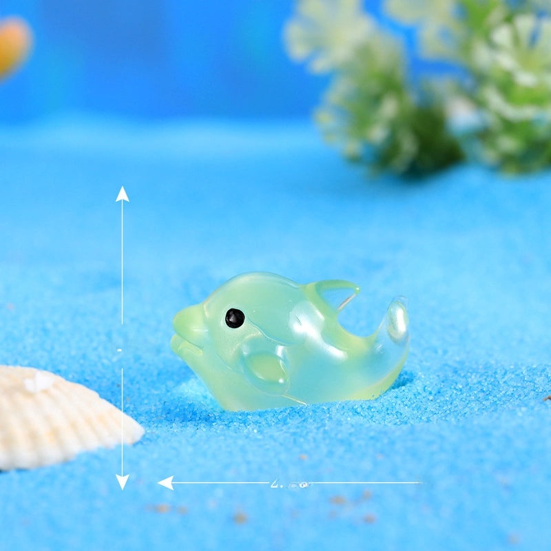 Colorful Luminous Dolphin Doll Pendant with Moss Micro Landscape Resin Jewelry | Creative Resin Jewelry