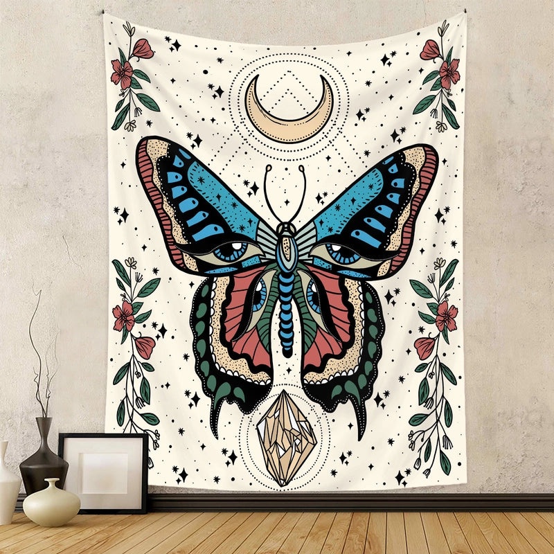 Vintage Moon Flower Butterfly Soft Polyester Plush Tapestry|Home Decor Wall Hangings