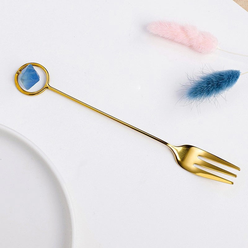 Natural Amethyst Flower Copper Spoon with Long Handle | Home Decor & Kitchen Accessories