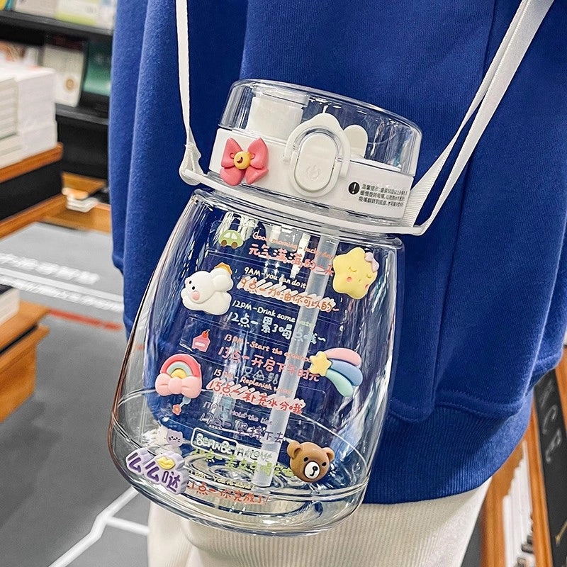 Large Capacity Big Belly Water Bottle High Temperature Resistant Trendy Sports Straw Cup for Girls Summer | Drinkware & Sports Bottles