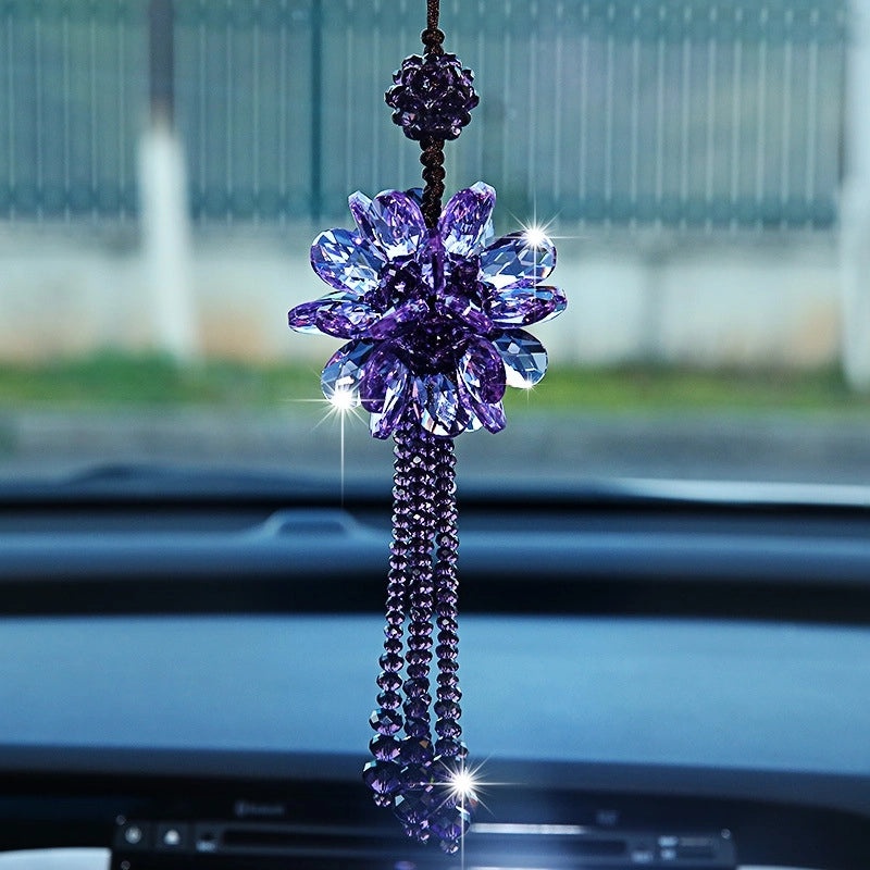 Handmade Pink Crystal Car Pendant Rearview Mirror Jewelry Interior Decoration|Car Accessories