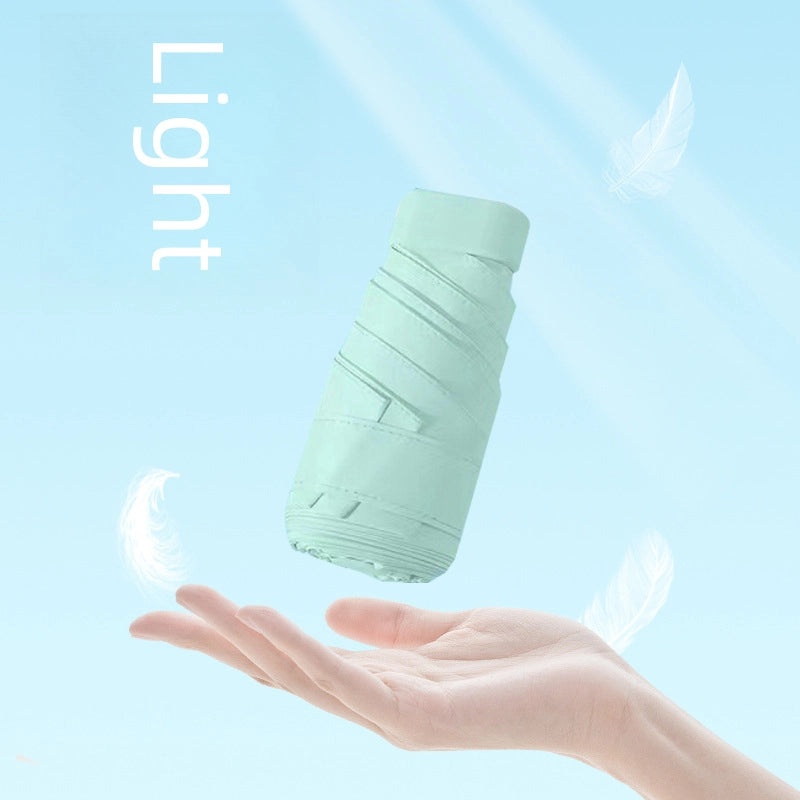 Compact Five-Fold UV Sunscreen Mini Umbrella for Women | Sun Protection & Rain Use | Portable Thickened Flat Umbrella | Women's Accessories