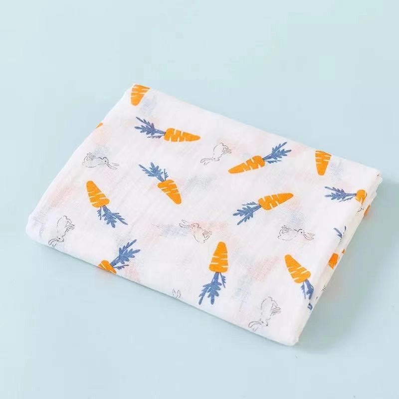 Double-layer Cotton Gauze Baby Swaddle Blanket Printed Bath Towel Sunshade Cart Cover|Baby Care Accessories