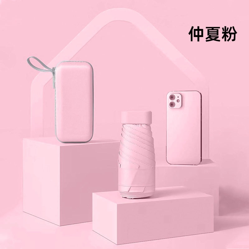 Compact Five-Fold UV Sunscreen Mini Umbrella for Women | Sun Protection & Rain Use | Portable Thickened Flat Umbrella | Women's Accessories