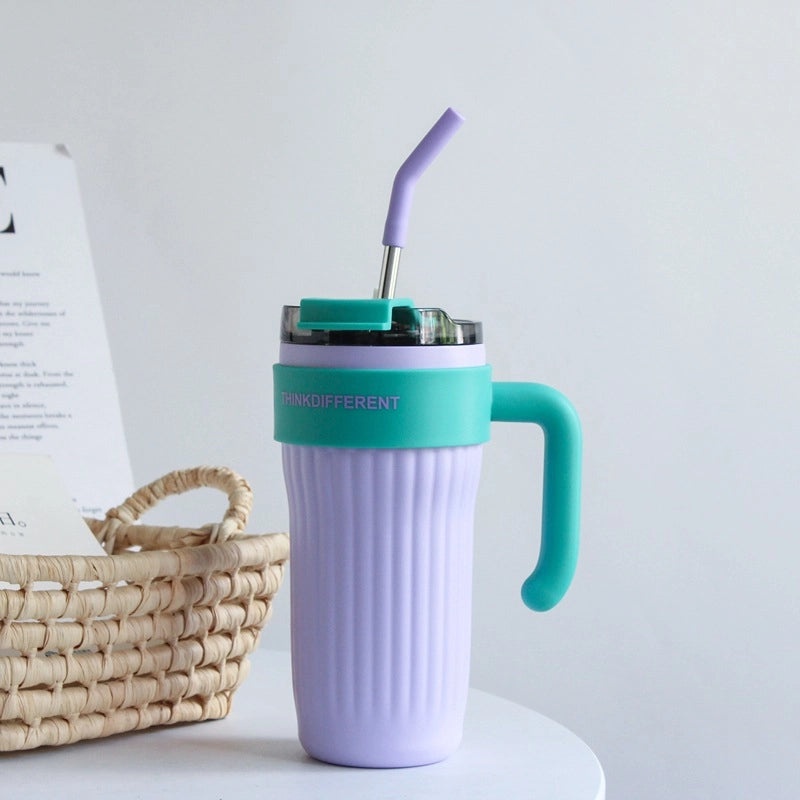 Large Capacity Stainless Steel Straw Water Bottle for Girls with Handle | Drinkware & Water Bottles