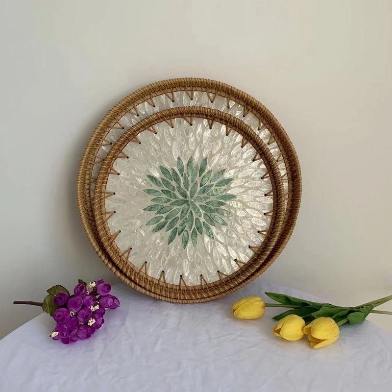 Natural Floral Grass Shell Fruit Tray|Home Decor Tableware