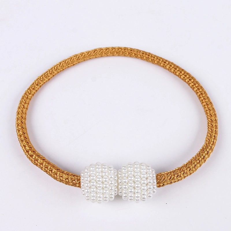 Retro Elegant Geometric Pearl Curtain Tieback for Home Decor