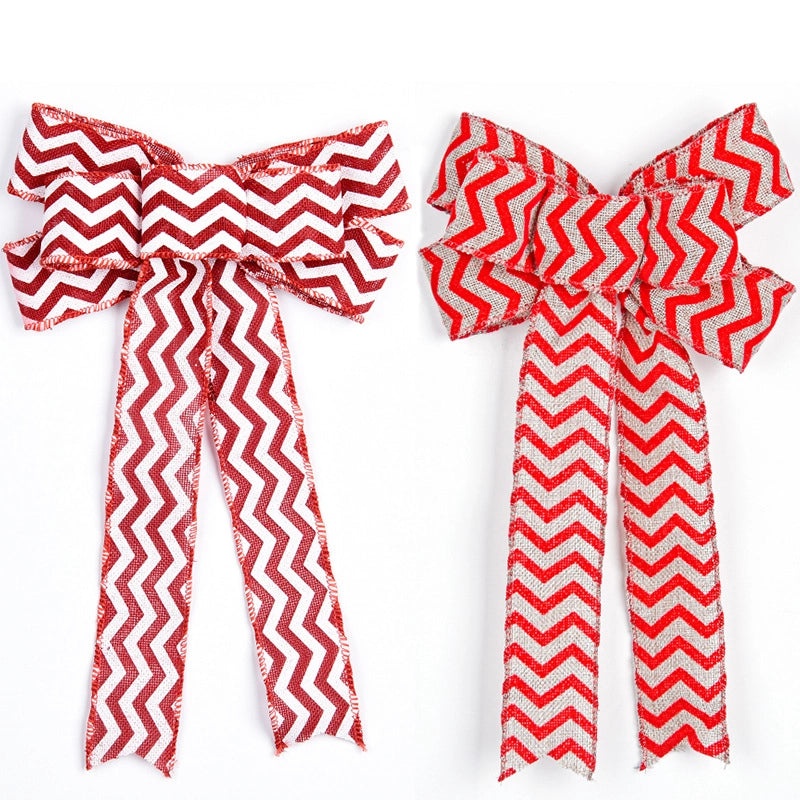 20cm Christmas Linen Bow Pendant Large Printed Bow Japanese Korean Style Holiday Decoration | Home Decor & Seasonal Decorations