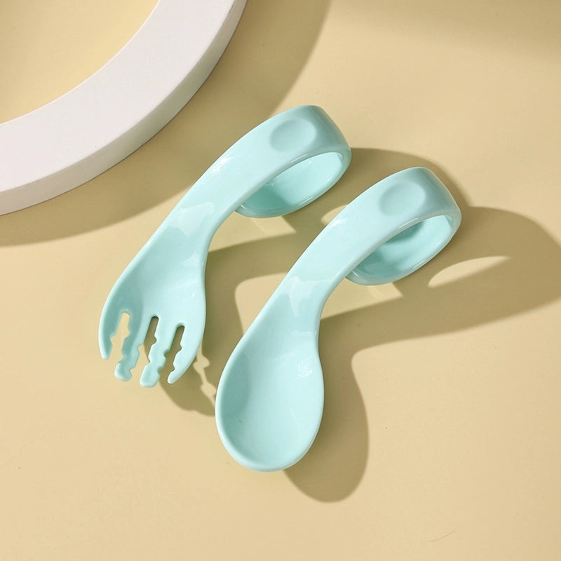 Baby Training Spoon and Fork Set with Curved Handles for Toddlers | Baby Feeding Accessories