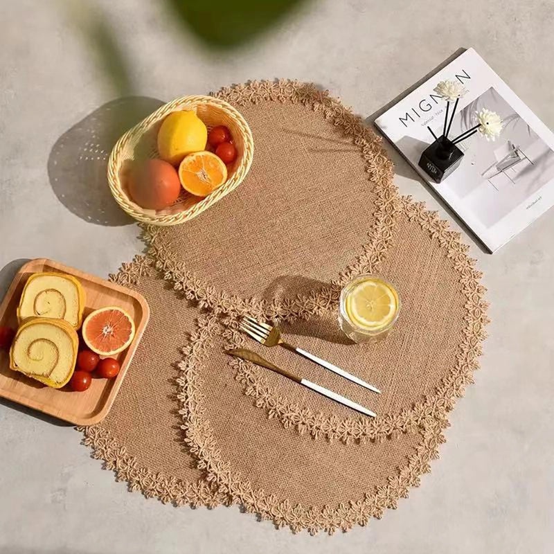 Baroque Inspired Solid Color Jute Placemat Single Piece|Home Decor & Tableware