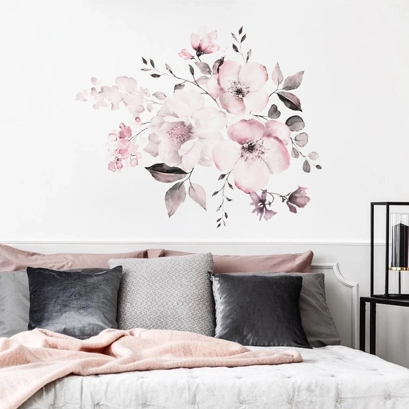 Watercolor Pink Flower Wall Sticker, 30 Pieces, Removable Home Decor Background | Home Decor & Wall Art