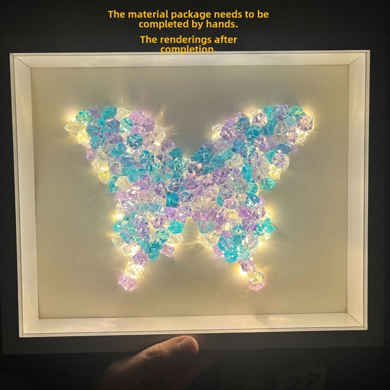 Moon Crystal Night Light with Butterfly Design Handmade DIY Birthday Gift|Home Decor Night Lights