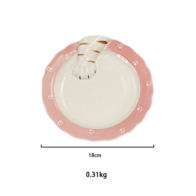 Adorable Cat Claw Porcelain Plate Round Square Design Single Piece|Kitchenware & Tableware