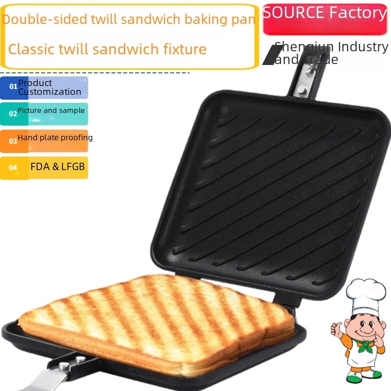 Double-sided Non-stick Sandwich Pan with Grid Pattern | Kitchen Bakeware