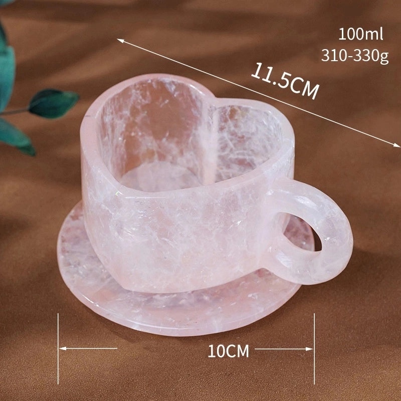 Women's Classic Crystal Teacup For Home Decor Pink White Heart Shaped