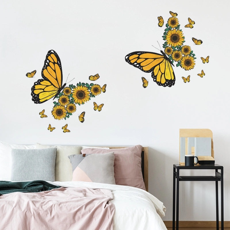 Sunflower and Butterfly PVC Wall Decal for Home Decor | Home & Living Wall Stickers