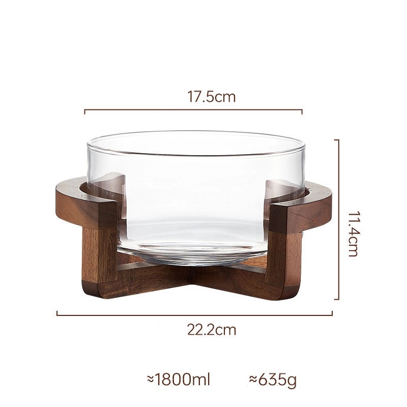 Wooden Glass Fruit Plate with Single Fruit Fork | Kitchen & Dining Accessories