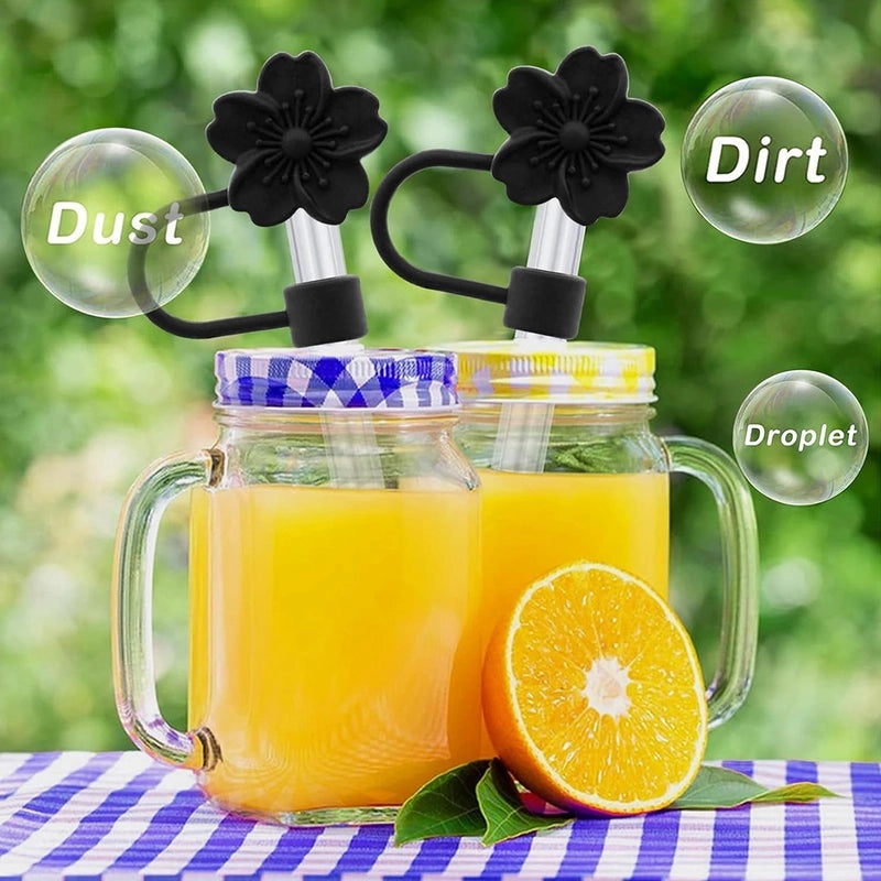 Elegant Floral Silicone Straw Cap for Cups | Drinkware Accessories