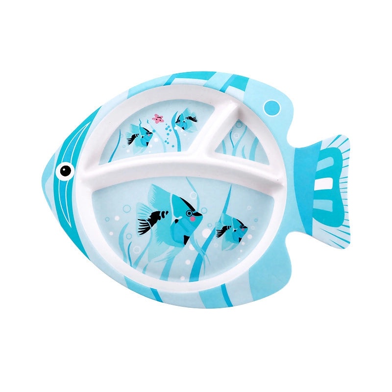 Cute Cartoon Bamboo Fiber Kids Plate Baby Dish Grid for Household Kindergarten Use|Children's Tableware