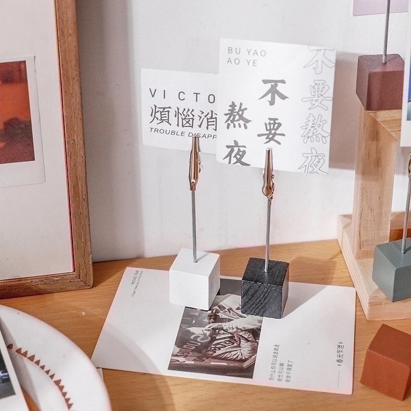 Original Wood Photo Clip Holder Vertical Note Display | Desktop Accessories