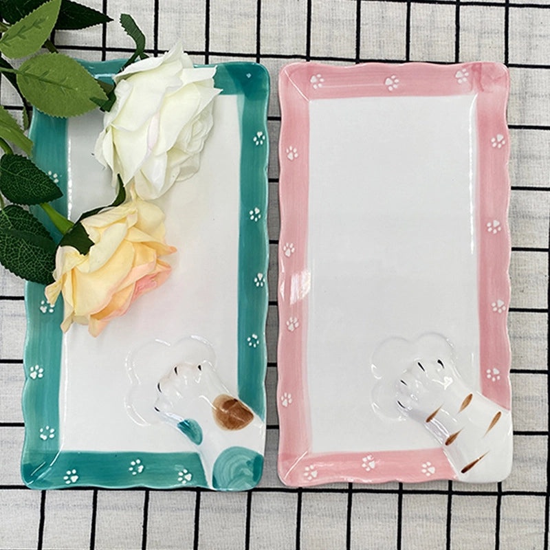 Adorable Cat Claw Porcelain Plate Round Square Design Single Piece|Kitchenware & Tableware