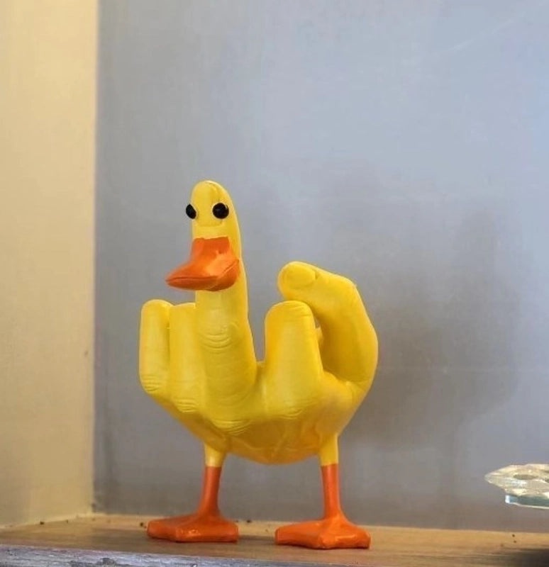 Playful Middle Finger Duck Resin Figurine | Home Decor Ornaments