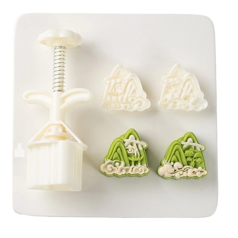 Sanmu Original Hand-pressed Mung Bean Cake Mold 50g 75g Mountain Flowing Water Green Pine Design | Kitchen & Baking Tools