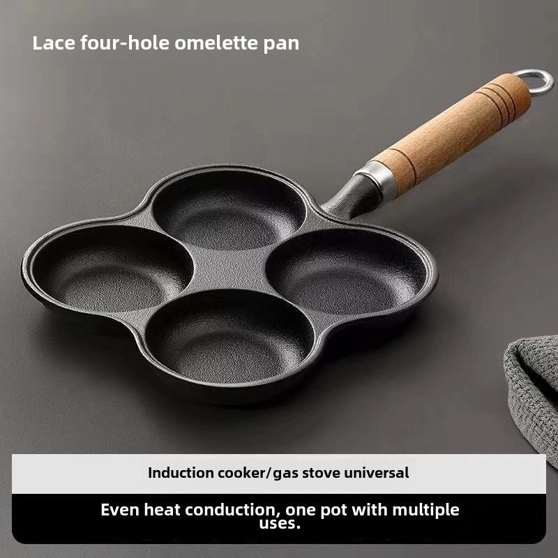 Cast Iron Omelette Pan Deep Non-Stick Egg Hamburger Mold Household Dumpling Pot|Kitchen Cookware