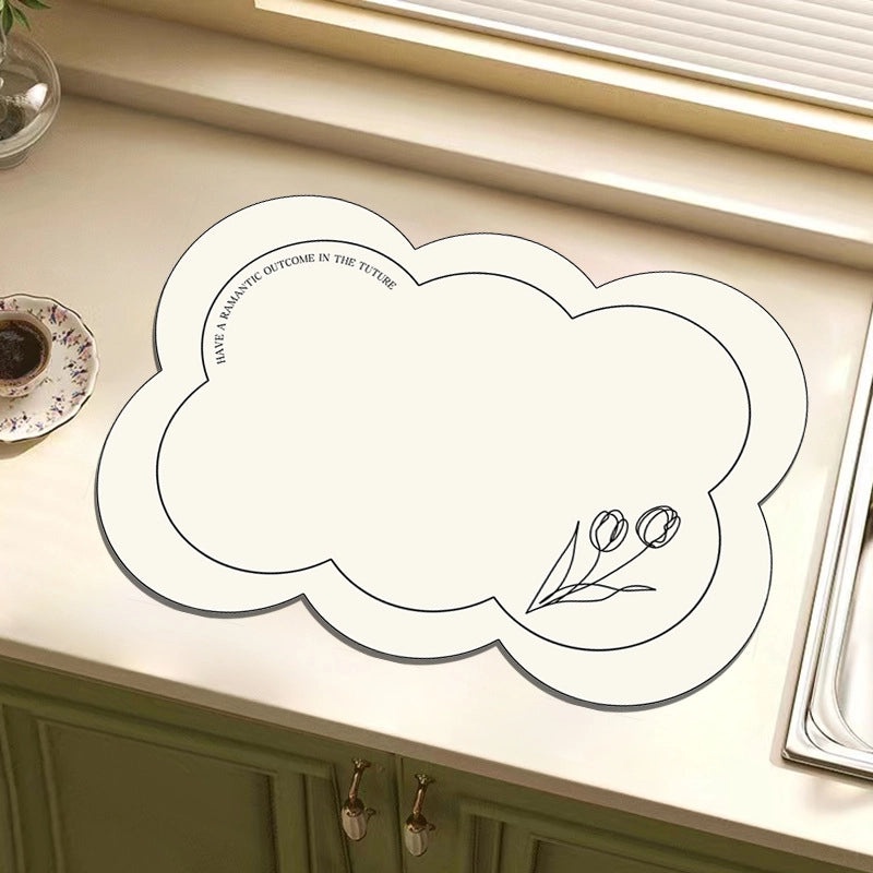 Kitchen Diatom Mud Drain Mat | Absorbent, Thermal Insulation, Soft Rubber Countertop Mat | Kitchen Accessories