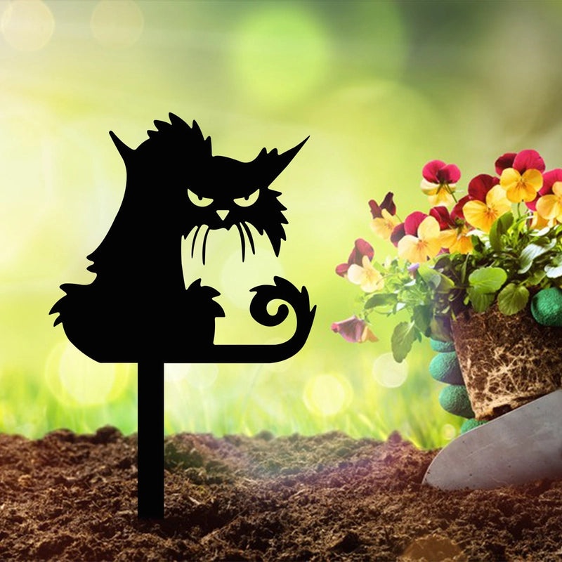 Metal Kitten Garden Stake Outdoor Yard Decoration Plug-in | Garden Ornaments
