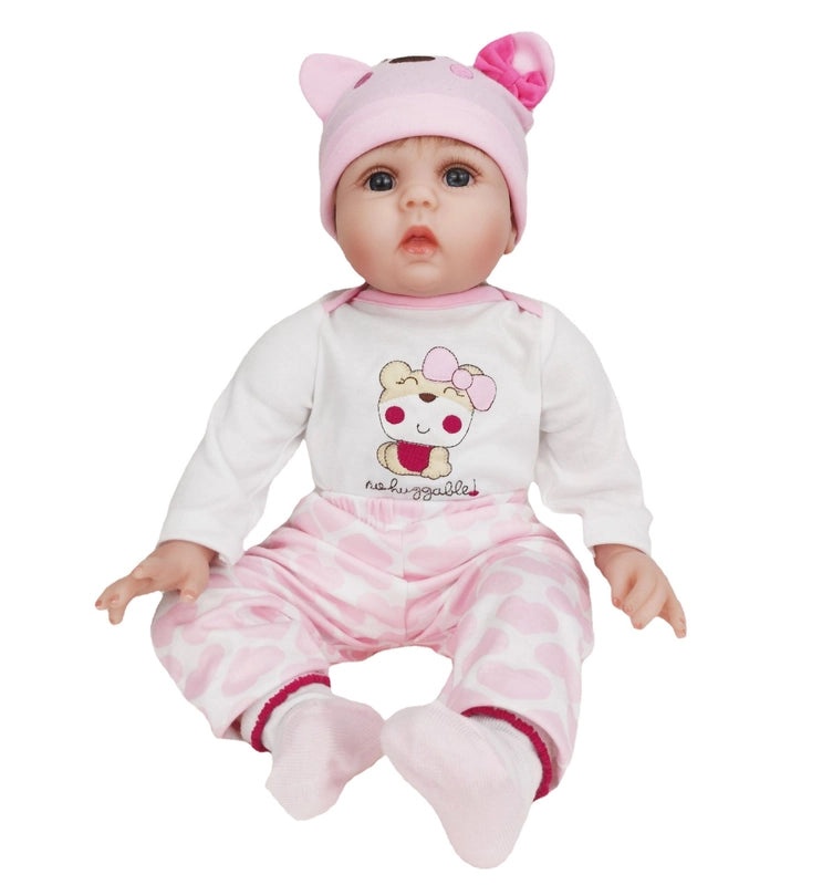 Reborn Doll 55cm Silicone Baby with Mohair Hair Realistic Simulation Newborn Doll|Baby Dolls & Accessories