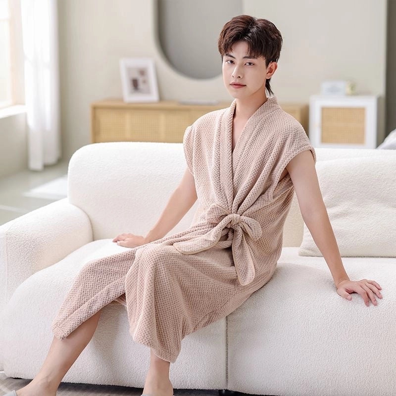 Couple Bathrobe Soft Absorbent Hair-free Bath Towel for Men and Women Household Hotel Use|Bathrobes & Towels