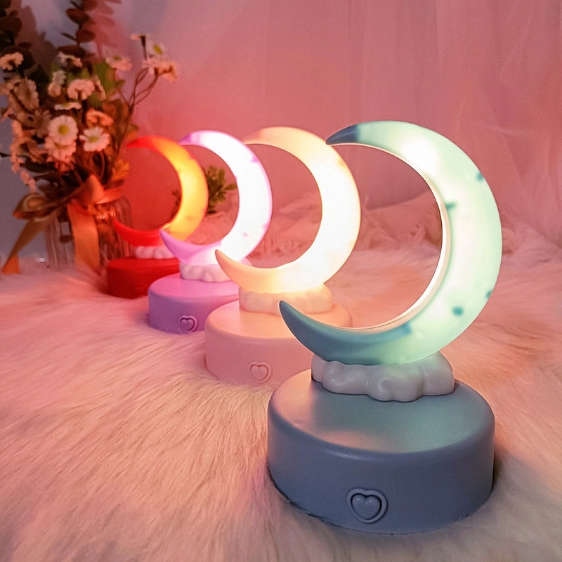 Romantic Crescent Moon Night Light Bedside Desk Lamp Handmade DIY Luminous Decorative Ornament|Home Decor & Lighting