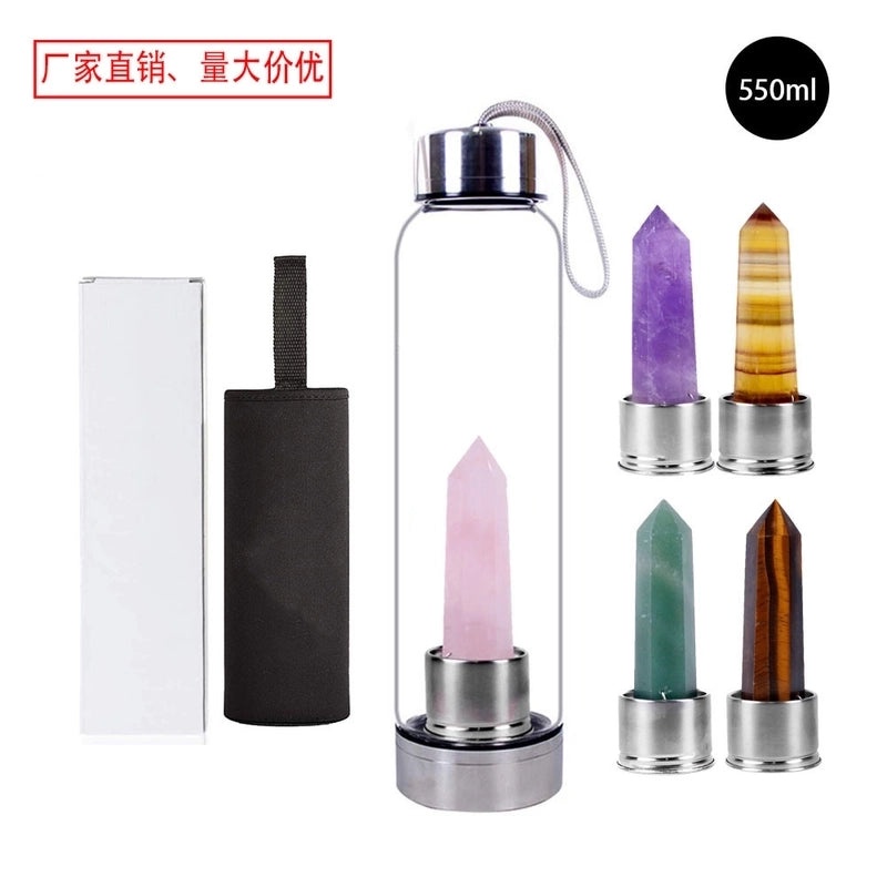 Natural Crystal Column Decor Stainless Steel Water Bottle | Home & Kitchen Accessories